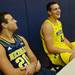 Michigan's Josh Bartelstein looks on as freshman Mitch McGary answers a question during media day at the Player Development Center on Wednesday. Melanie Maxwell I AnnArbor.com